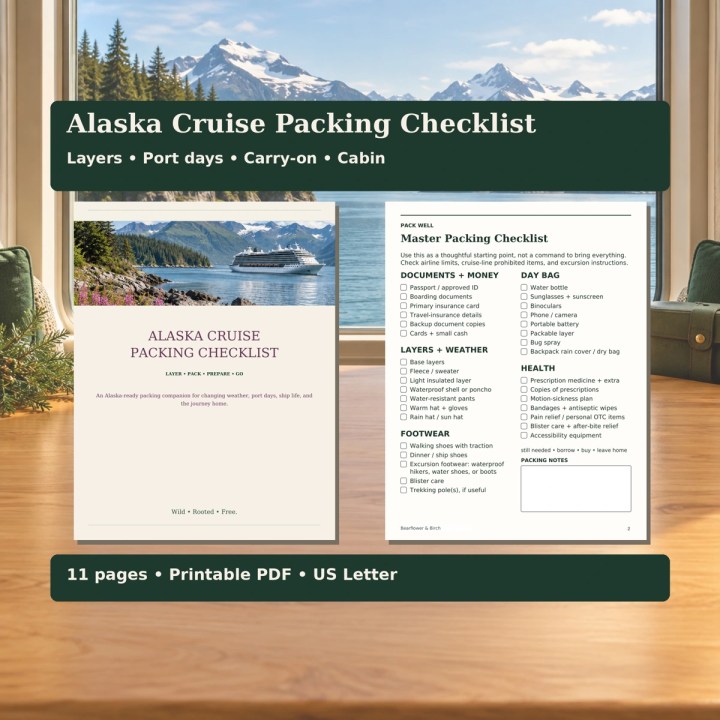 Bearflower & Birch Alaska Cruise Packing Checklist preview