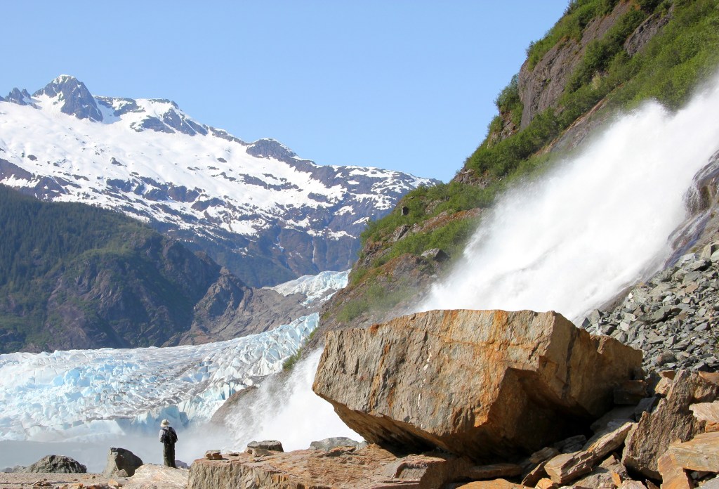 Mendenhall Glacier and Nugget Falls near Juneau, Alaska